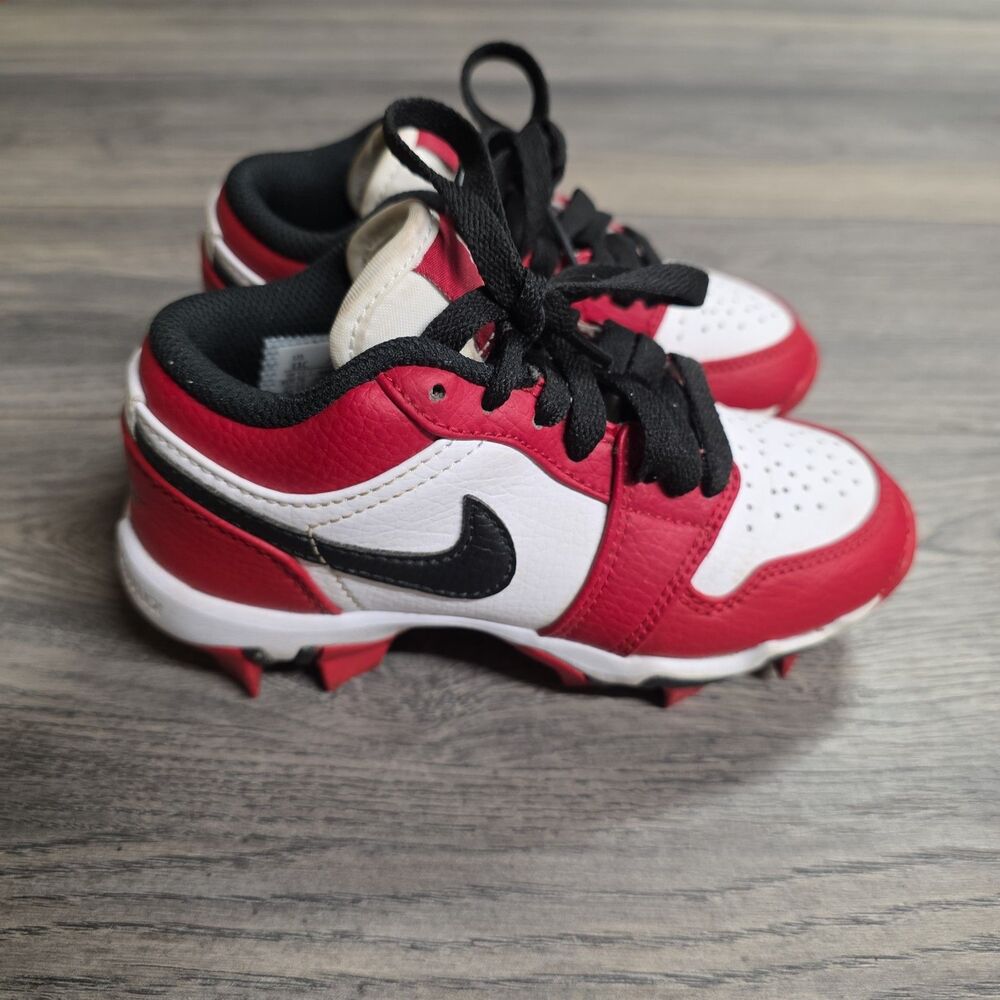 Size 11C- Nike Air Jordan 1 Low MCS Baseball Cleats Chicago Red White HF6885-106